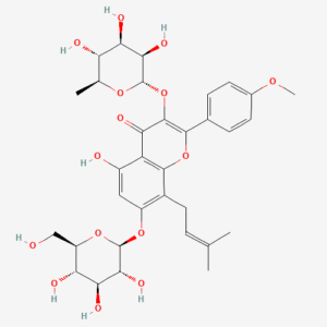 Icariin chemical structure showing key bonds and molecular groups, supporting health, wellness, and supplement understanding
